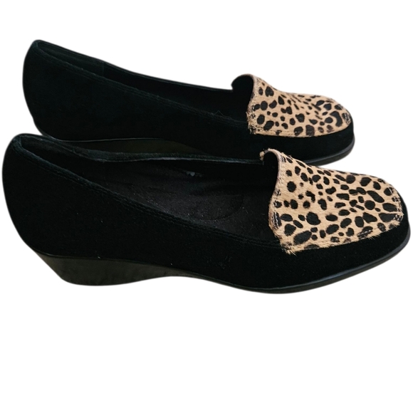 Aerosoles Suede Leopard Print Comfort Wedge Shoes Women 6.5 - Picture 2 of 5